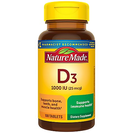 Nature Made Vitamin D3 1000 IU 25 mcg Tablets - 100 Count - Image 1