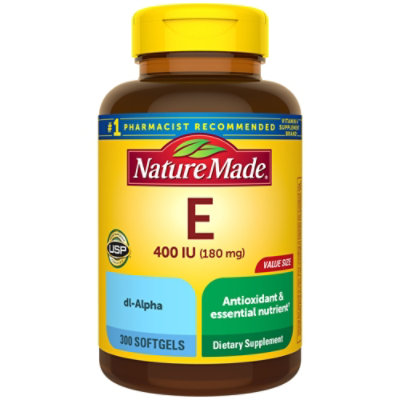 Nature Made Dietary Supplement Softgels Vitamin E 400 IU dl-alpha - 300 Count - Image 1