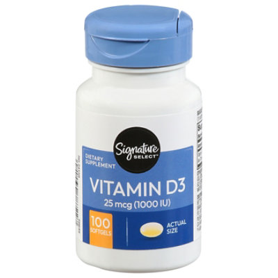 Signature Select/Care Vitamin D3 1000IU Dietary Supplement Softgels - 100 Count - Image 3