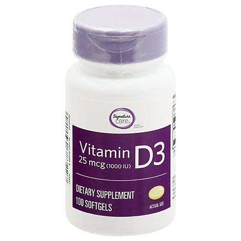 Signature Care Vitamin D 1000IU Dietary Supplement Tablet - 100 Count