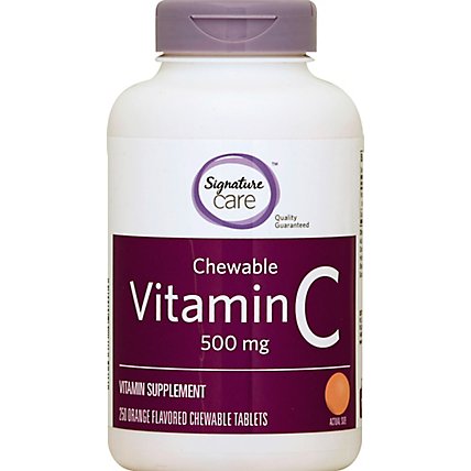 Signature Care Vitamin C 500mg Orange Chewable Dietary Supplement Tablet - 250 Count - Image 2