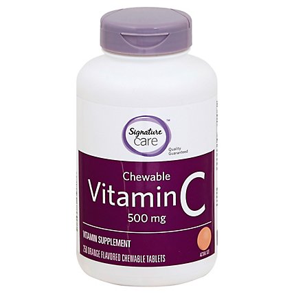 Signature Care Vitamin C 500mg Orange Chewable Dietary Supplement Tablet - 250 Count - Image 1