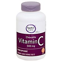 Signature Care Vitamin C 500mg Orange Chewable Dietary Supplement Tablet - 250 Count - Image 1