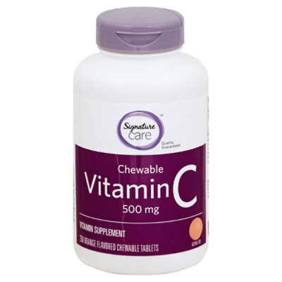 Signature Care Vitamin C 500mg Orange Chewable Dietary Supplement Tablet - 250 Count