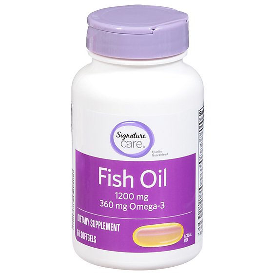 Signature Care Fish Oil 1200mg Omega 3 720mg Dietary Supplement Softgel - 60 Count