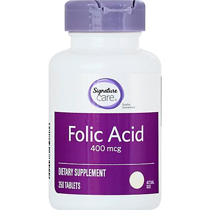 Signature Care Folic Acid 400mcg Dietary Supplement Tablet - 250 Count - Image 2