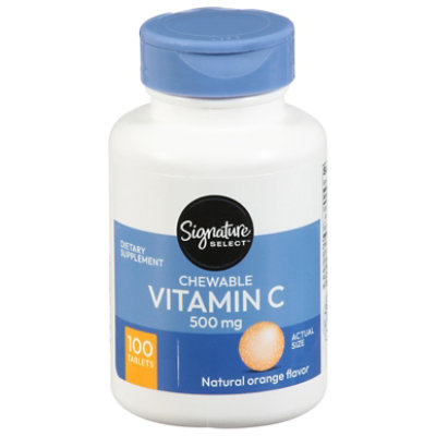 Signature Select/Care Vitamin C 500mg Orange Chewable Dietary Supplement Tablet - 100 Count - Image 3