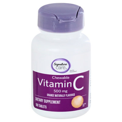 Signature Select/Care Vitamin C 500mg Orange Chewable Dietary Supplement Tablet - 100 Count - Image 1