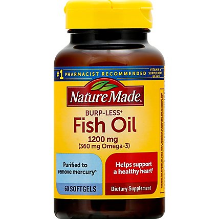 Nature Made Fish Oil Softgels 1200 mg Burp-Less - 60 Count - Image 2
