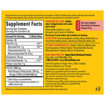 Nature Made Fish Oil Softgels 1200 mg Burp-Less - 60 Count - Image 4