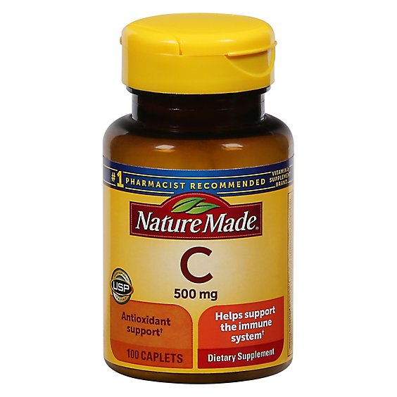 Nature Made Dietary Supplement Caplets Vitamin C 500 mg - 100 Count