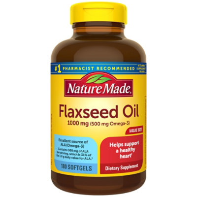 Nature Made Flaxseed Oil 1000 Mg - 180 Count - Image 1