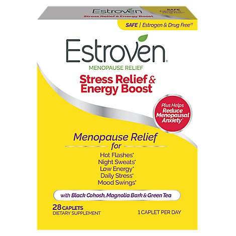 Estroven Dietary Supplement Menopause Relief Maximum Strength Plus Energy Caplets - 28 Count