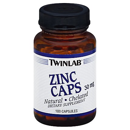 TwinLab Zinc Capsules 30 Mg - 100 Count - Image 1