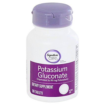 Signature Care Potassium Gluconate 99mg Dietary Supplement Caplets - 100 Count - Image 3