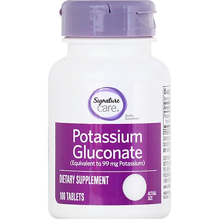 Signature Care Potassium Gluconate 99mg Dietary Supplement Caplets - 100 Count - Image 2