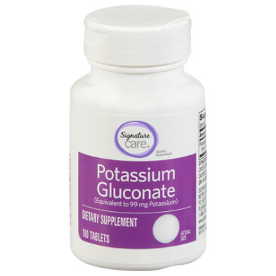 Signature Select/Care Potassium Gluconate 99mg Dietary Supplement Caplets - 100 Count - Image 1