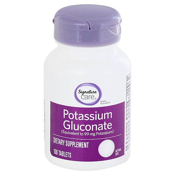 Signature Care Potassium Gluconate 99mg Dietary Supplement Caplets - 100 Count