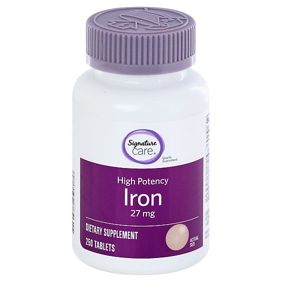 Signature Care Iron 27mg High Potency Dietary Supplement Tablet - 250 Count