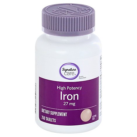 Signature Care Iron 27mg High Potency Dietary Supplement Tablet - 250 Count