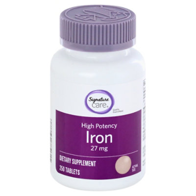 Signature Care Iron 27mg High Potency Dietary Supplement Tablet - 250 Count