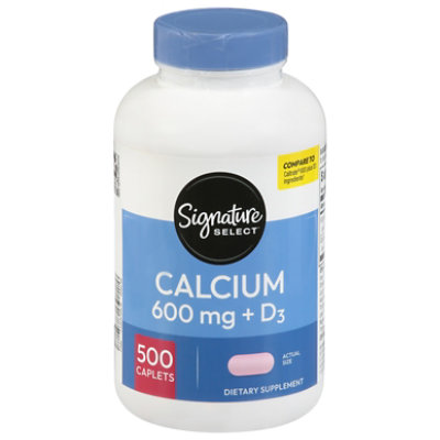 Signature Select/Care Calcium 600mg With Vitamin D3 800IU Dietary Supplement Tablet - 500 Count - Image 3