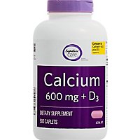 Signature Care Calcium 600mg With Vitamin D3 800IU Dietary Supplement Tablet - 500 Count - Image 2