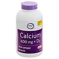 Signature Care Calcium 600mg With Vitamin D3 800IU Dietary Supplement Tablet - 500 Count - Image 1