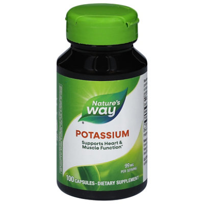 Natures Way Dietary Supplement Capsules Potassium Complex 99 mg Potency - 100 Count