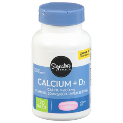 Signature Select/Care Calcium 600mg With Vitamin D3 800IU Dietary Supplement Tablet - 120 Count - Image 3