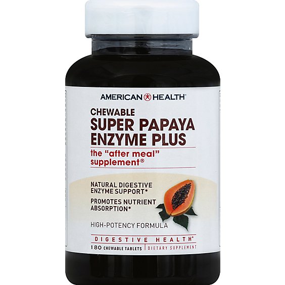 American Health Dietary Supplement Super Papaya Enzyme Plus Chewable - 180 Count