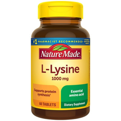 Nature Made Dietary Supplement Tablets L-Lysine 1000 mg - 60 Count - Image 1