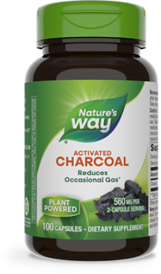 Natures Way Activated Charcoal Caps - 100 Count - Image 1