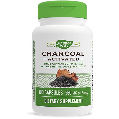 Natures Way Activated Charcoal Caps - 100 Count