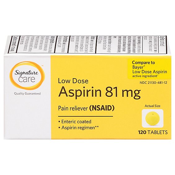 Signature Care Low Dose Aspirin Tablets - 120 Count