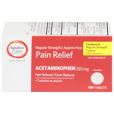 Signature Select/Care Pain Relief Tablet Acetaminophen 325mg No Aspirin Regular Strength - 100 Count - Image 3