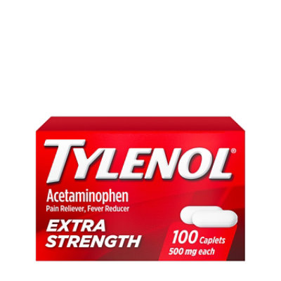 TYLENOL Pain Reliever/Fever Reducer Caplets Extra Strength 500 Mg - 100 ...