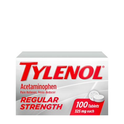 TYLENOL Pain Reliever/Fever Reducer Tablets Regular Strength 325 mg - 100 Count - Image 1