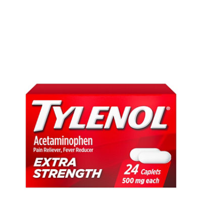 TYLENOL Pain Reliever/Fever Reducer Caplets Extra Strength 500 mg - 24 Count - Image 1