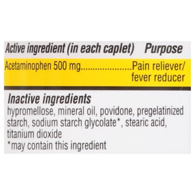 Signature Select/Care Pain Relief Caplet Acetaminophen 500 mg Extra Strength Aspirin Free - 500 Count - Image 4