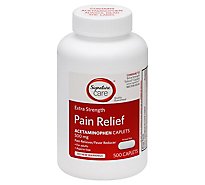 Signature Care Pain Relief Caplet Acetaminophen 500 mg Extra Strength Aspirin Free - 500 Count