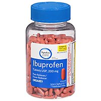 Signature Care Ibuprofen Pain Reliever Fever Reducer USP 200mg NSAID Caplet - 500 Count - Image 1