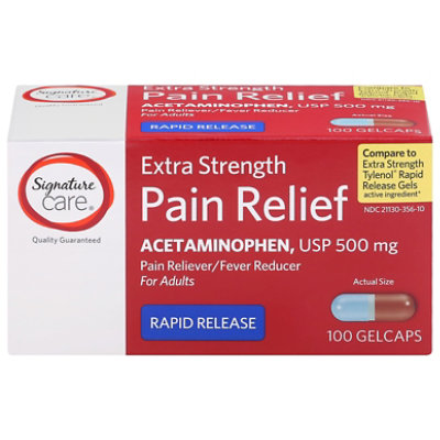 Signature Select/Care Pain Relief Gelcap Acetaminophen 500mg Aspirin Free Extra Strength - 100 Count - Image 4