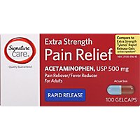Signature Care Pain Relief Gelcap Acetaminophen 500mg Aspirin Free Extra Strength - 100 Count - Image 2