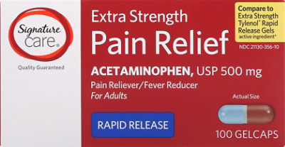 Signature Select/Care Pain Relief Gelcap Acetaminophen 500mg Aspirin Free Extra Strength - 100 Count - Image 2