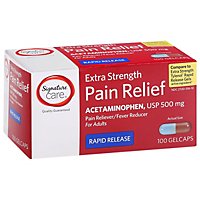 Signature Care Pain Relief Gelcap Acetaminophen 500mg Aspirin Free Extra Strength - 100 Count - Image 1