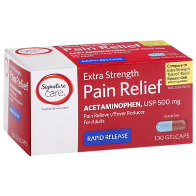 Signature Select/Care Pain Relief Gelcap Acetaminophen 500mg Aspirin Free Extra Strength - 100 Count - Image 1