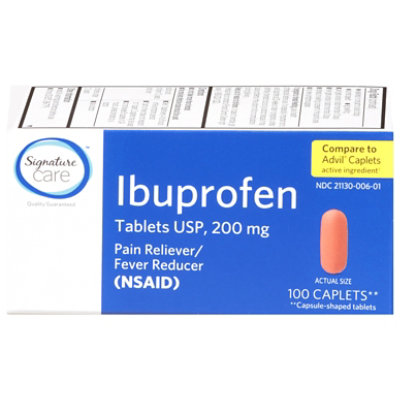 Signature Select/Care Ibuprofen Pain Reliever Fever Reducer USP 200mg NSAID Caplet Blue - 100 Count - Image 3