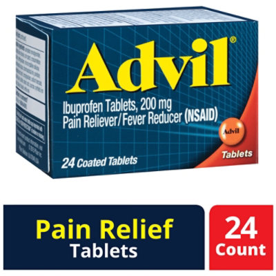 Advil Pain Reliever Fever Reducer Coated Tablet Ibuprofen Temporary Pain Relief - 24 Count - Image 1