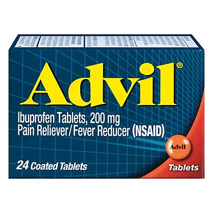 Advil Pain Reliever Fever Reducer Coated Tablet Ibuprofen Temporary Pain Relief - 24 Count - Image 1